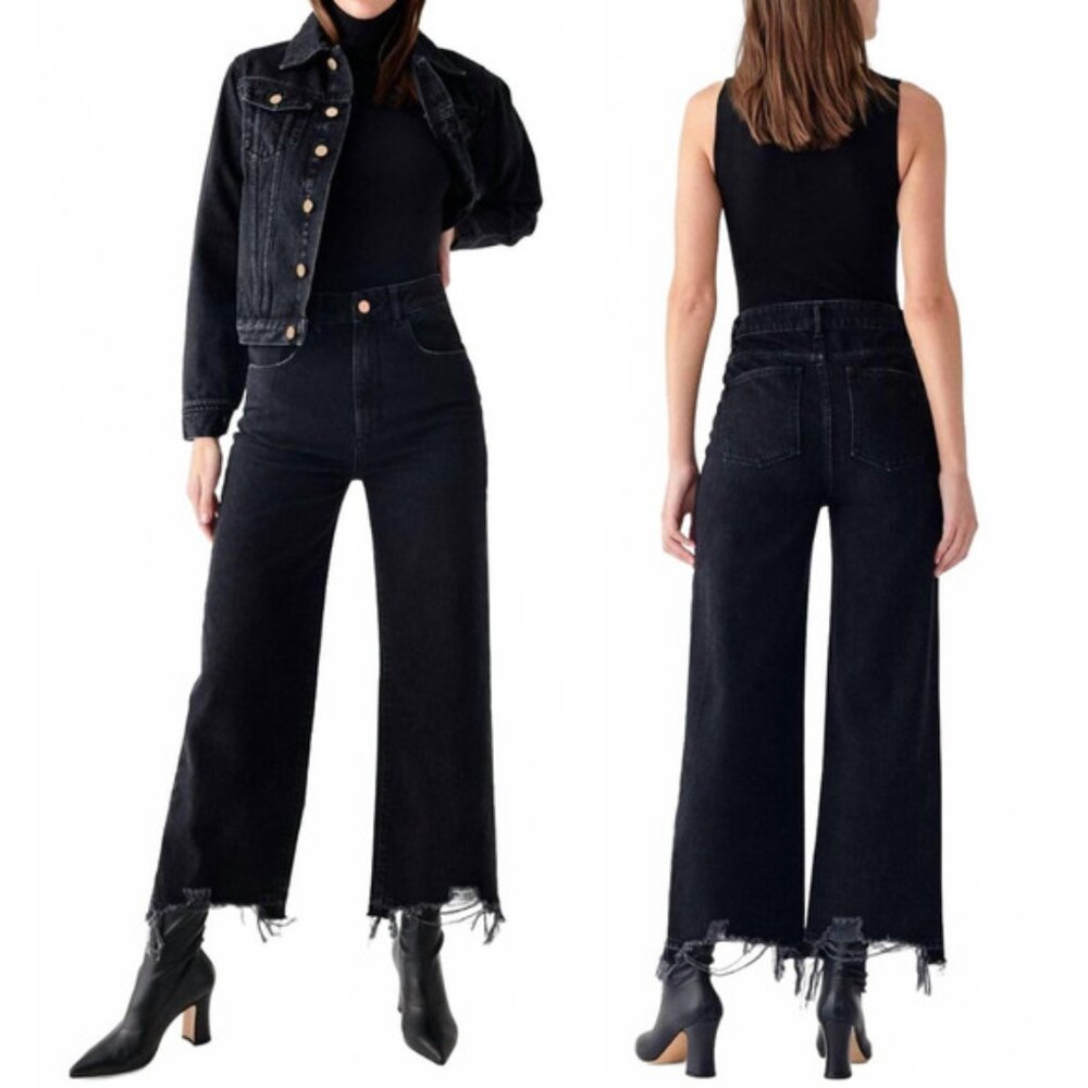 NWT DL1961 Hepburn Wideleg 27" Distressed Jean Size 24 Lark